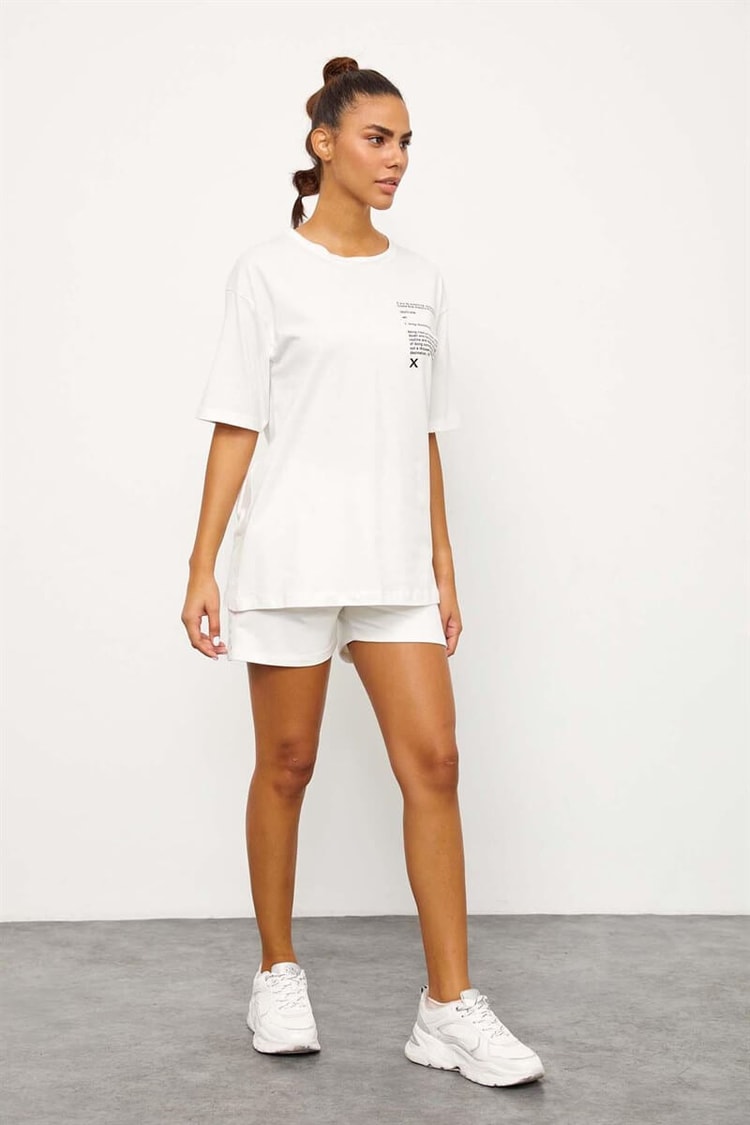 Ekru T-Shirt Şort TakımST060S83102002