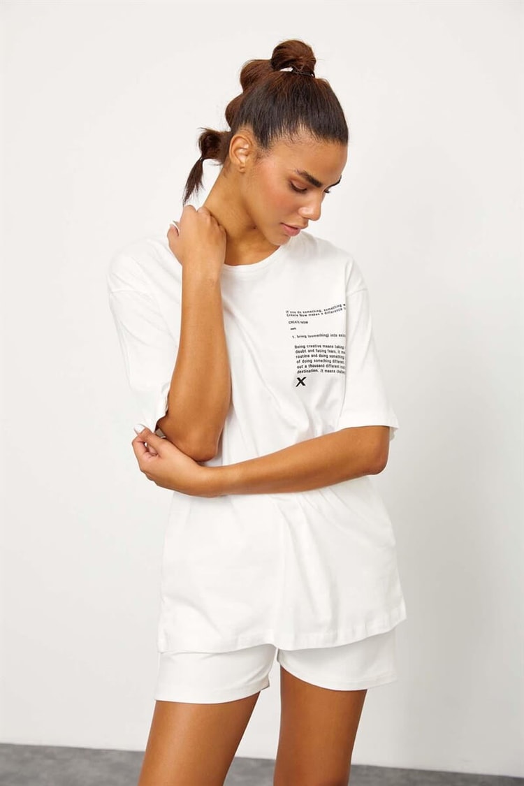 Ekru T-Shirt Şort TakımST060S83102002