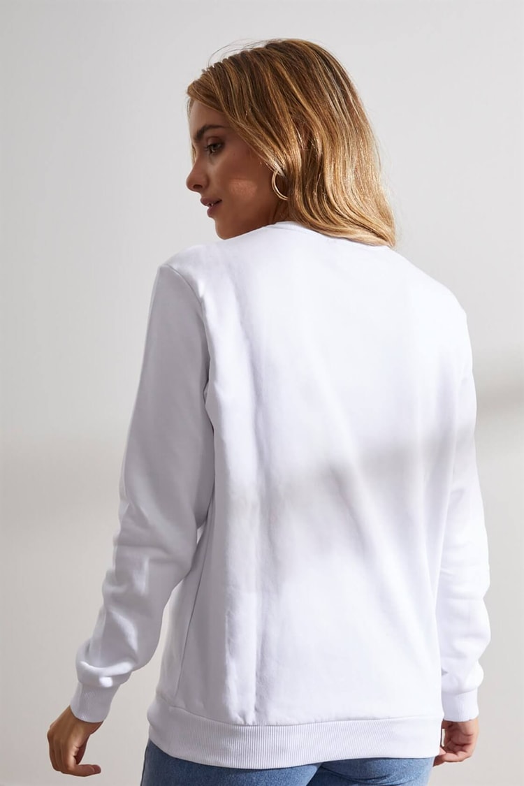 Ekru Uzun Kollu Ve Baskılı SweatshirtST060W7209501