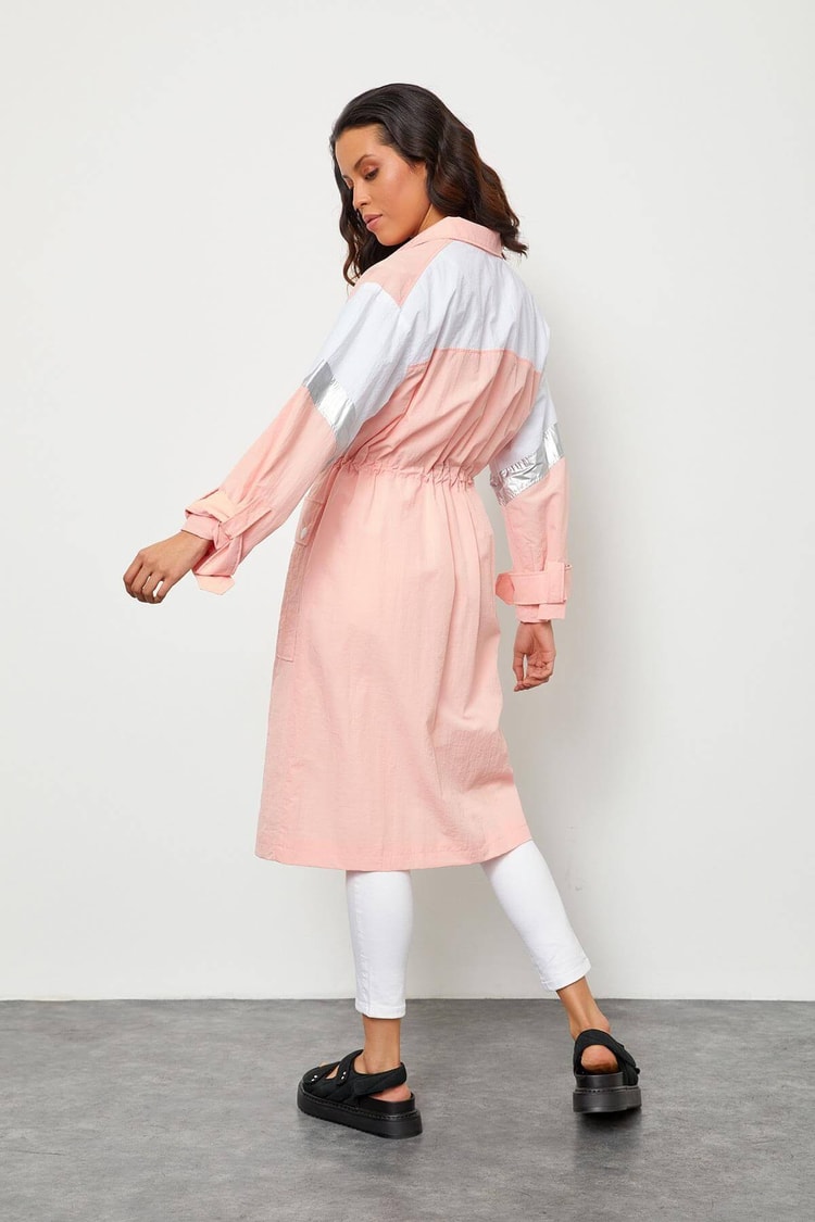 Ekru-Yavru Ağzı Color Block Fermuarlı TrençkotST060S99022001