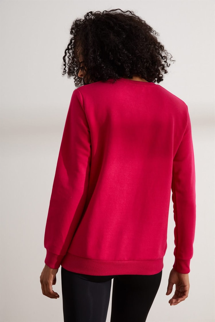 Fuşya Baskılı Ve Taşlı SweatshirtST060W7207702