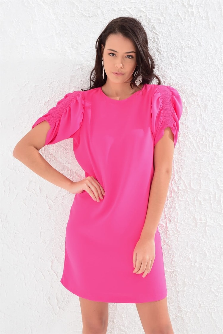 Fuşya Kısa Kol Mini ElbiseST030S401161