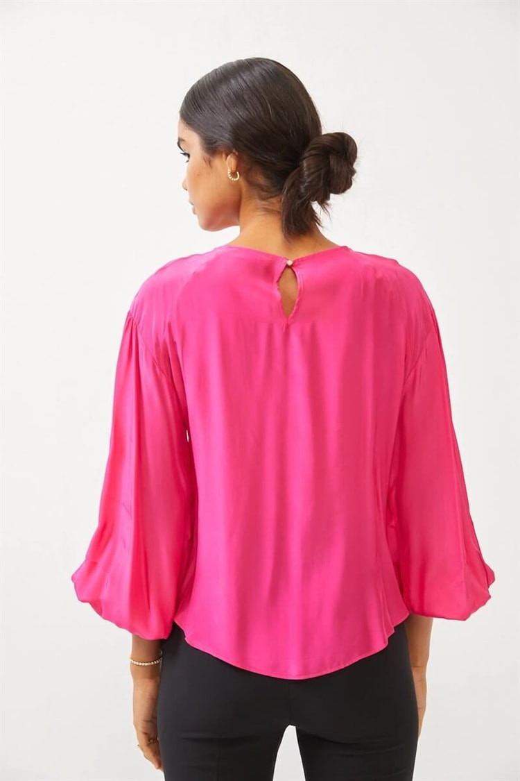 Fuşya Yakası Drape Detaylı BluzST060S30664001