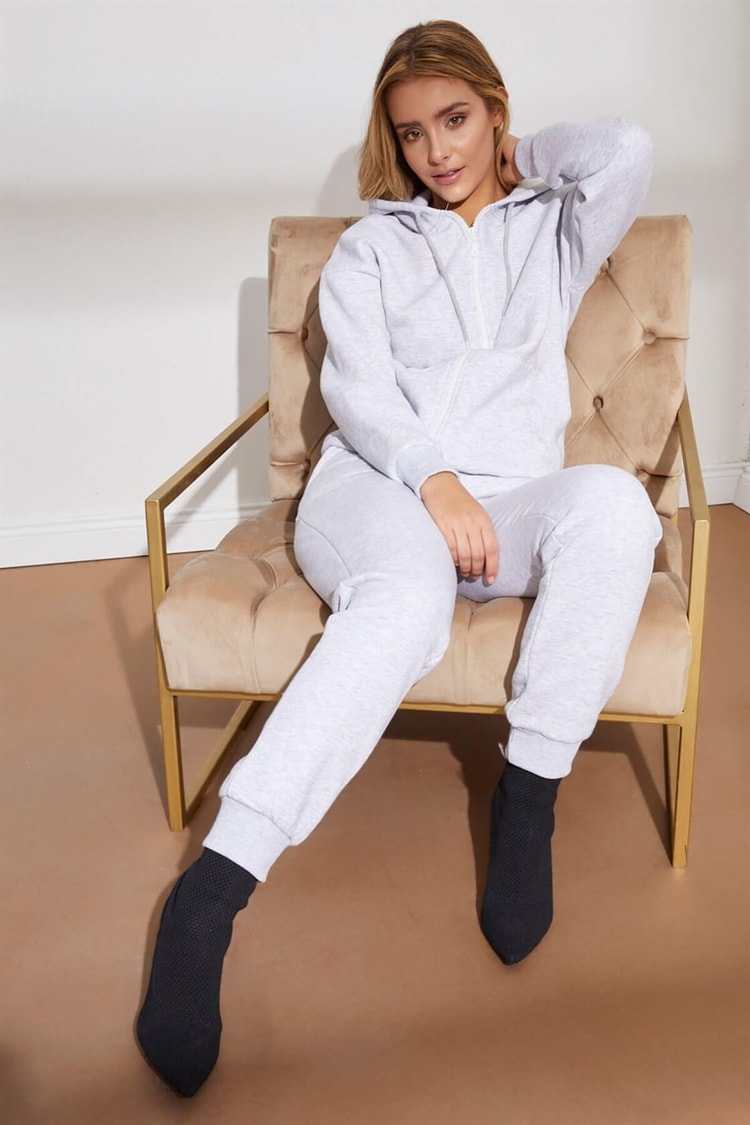 Gri Fermuarlı Sweatshirt Jogger TakımST050W6006101