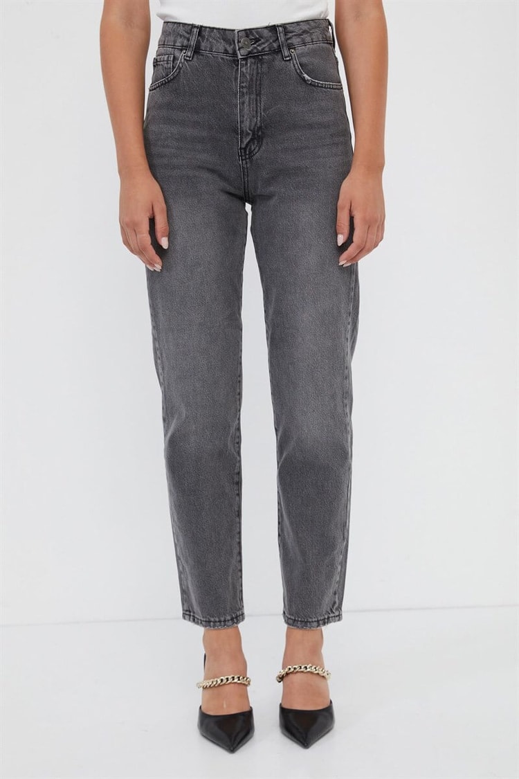 Gri Yüksek Bel Boru Paça JeanST060W20572005