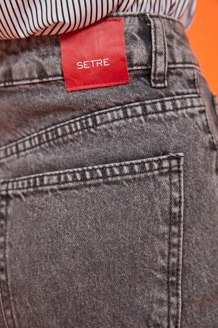 Gri Yüksek Bel Mom JeanST060W20569002