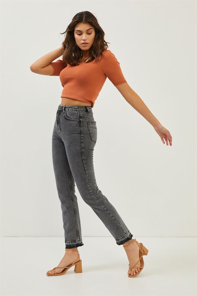 Gri Yüksek Bel Yıkama JeanST060W31629001