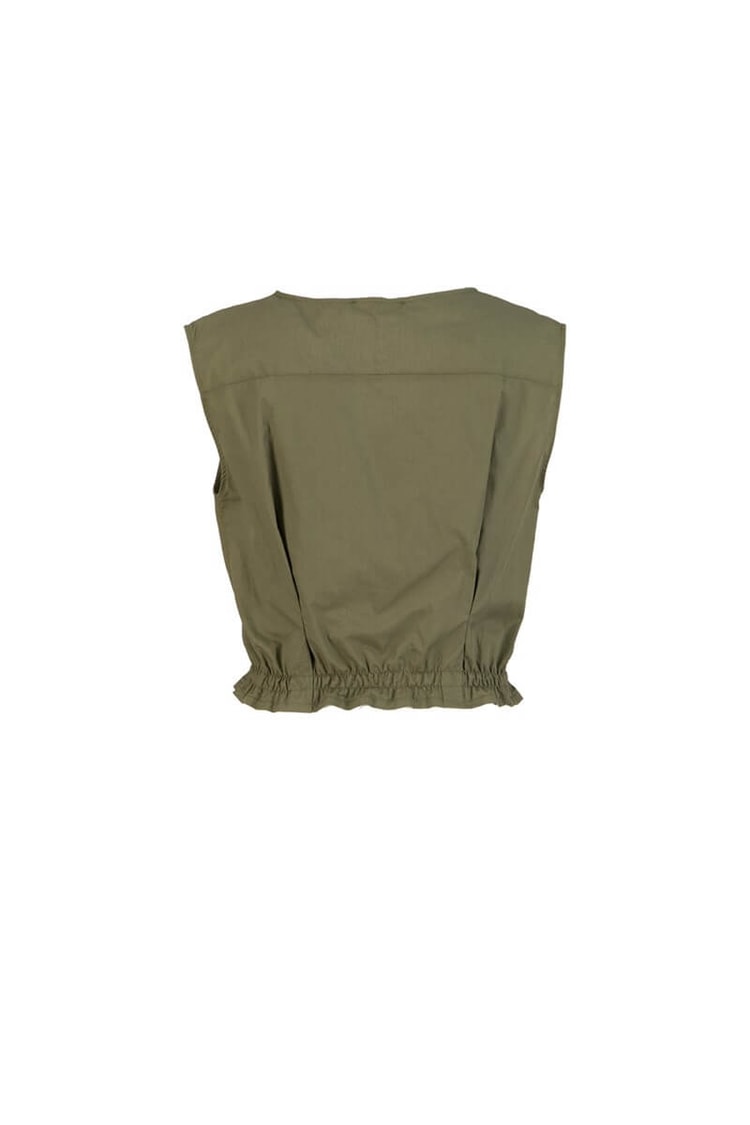 Haki V Yaka Poplin BluzST050S30321002