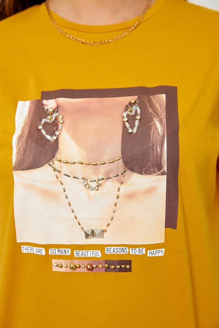 Hardal Baskılı Kısa Kol T-ShirtST060S71190015