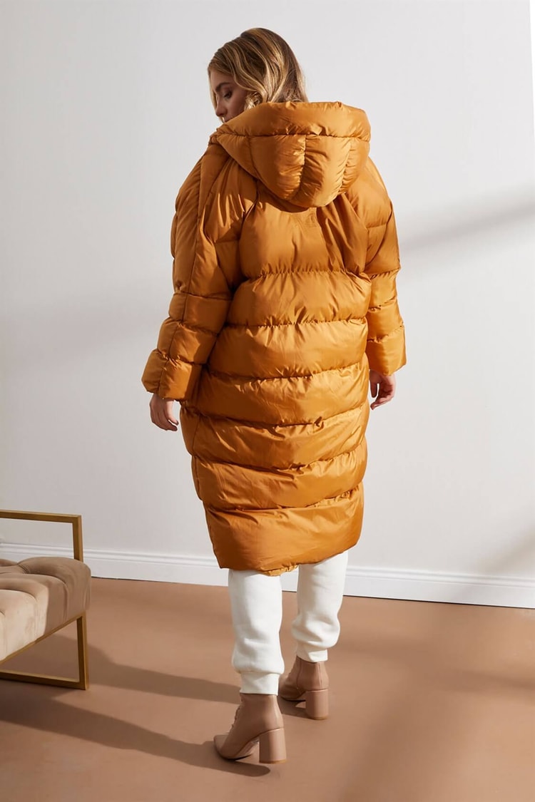 Hardal Kapüşonlu Uzun Puffer MontST050W6411401