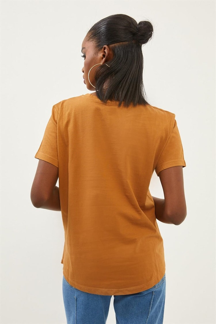 Kahve Bisiklet Yaka T-ShirtST060S71271004