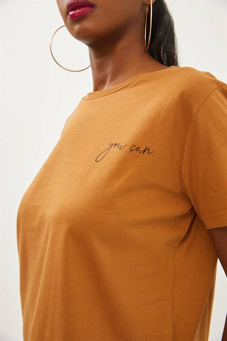 Kahve Bisiklet Yaka T-ShirtST060S71271004