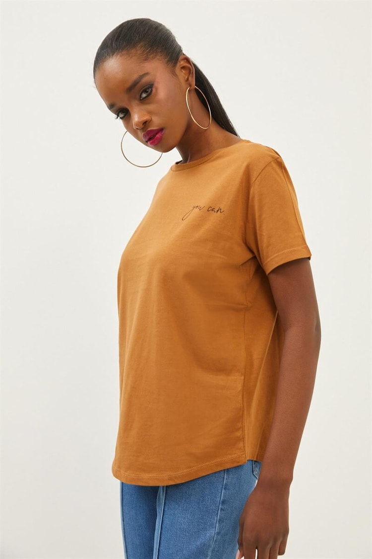 Kahve Bisiklet Yaka T-ShirtST060S71271004