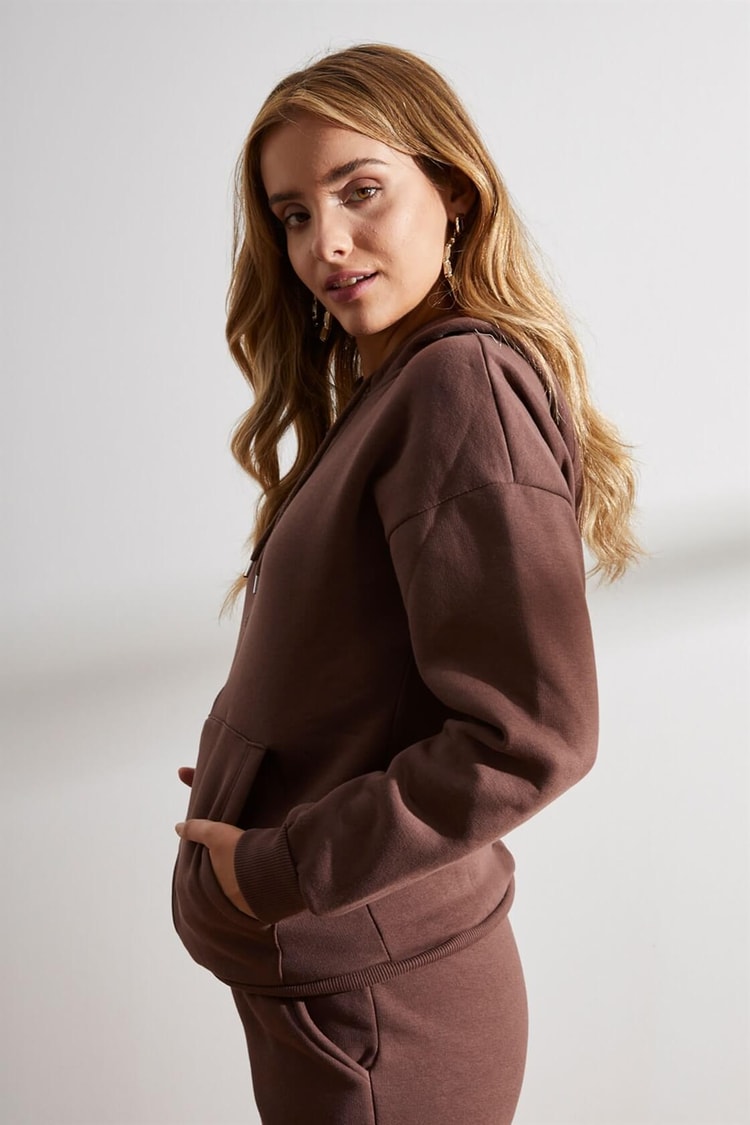 Kahve Fermuarlı Sweatshirt Jogger TakımST050W6006101
