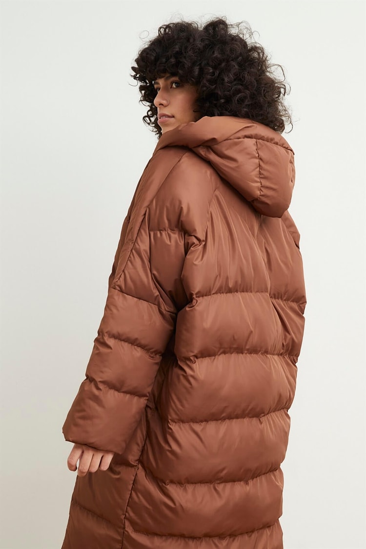 Kahve Kapüşonlu Uzun Puffer MontST050W6411401