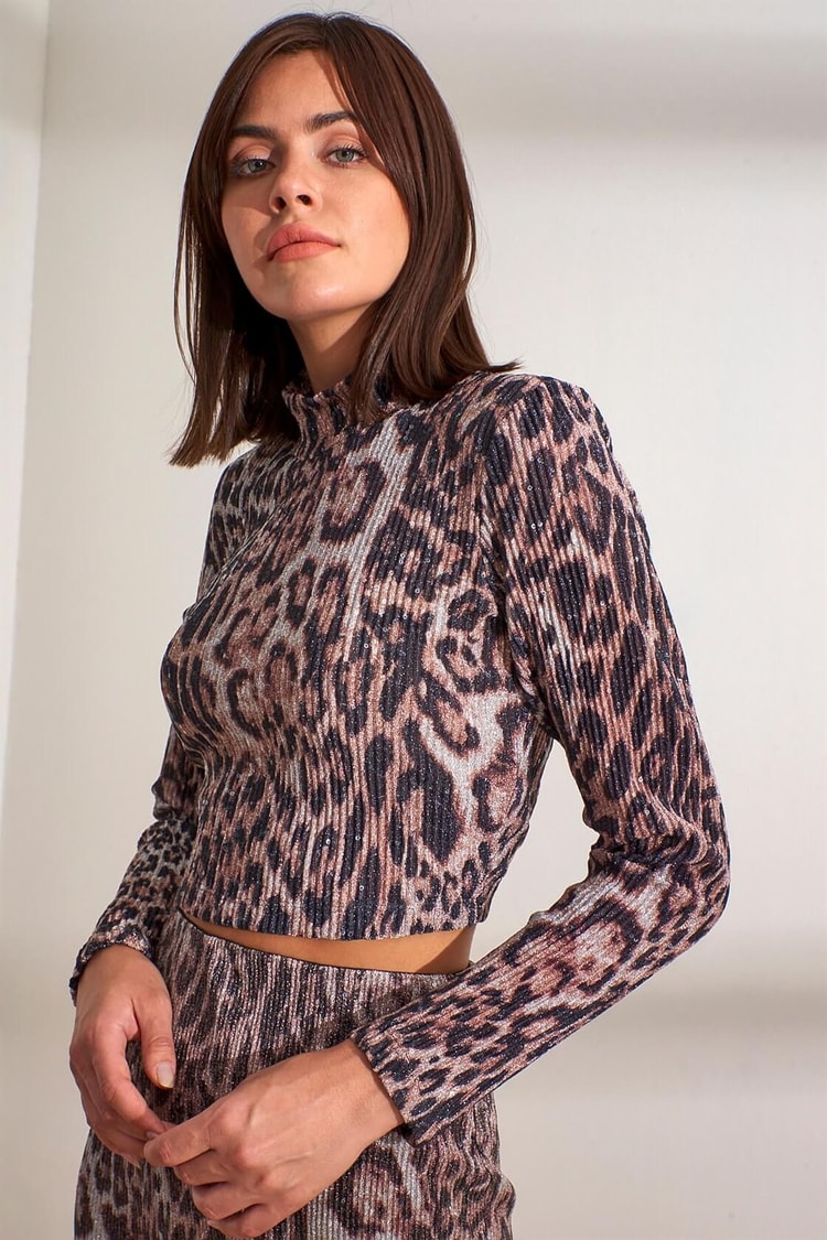 Kahve-Leopar Leopar BluzST050W3039901