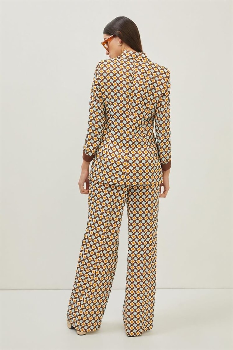 Kahve Minimal Desenli Çift Düğmeli Blazer CeketST070S90431001