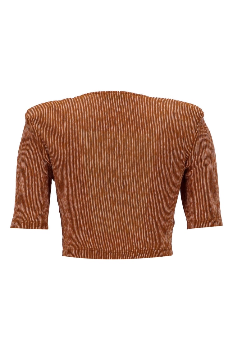 Kahve V Yaka Vatkalı Crop TopST050S3052201