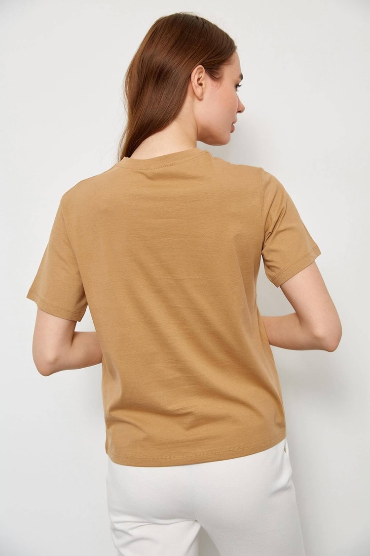 Kahverengi Kısa Kol Baskılı T-ShirtST060S71228003