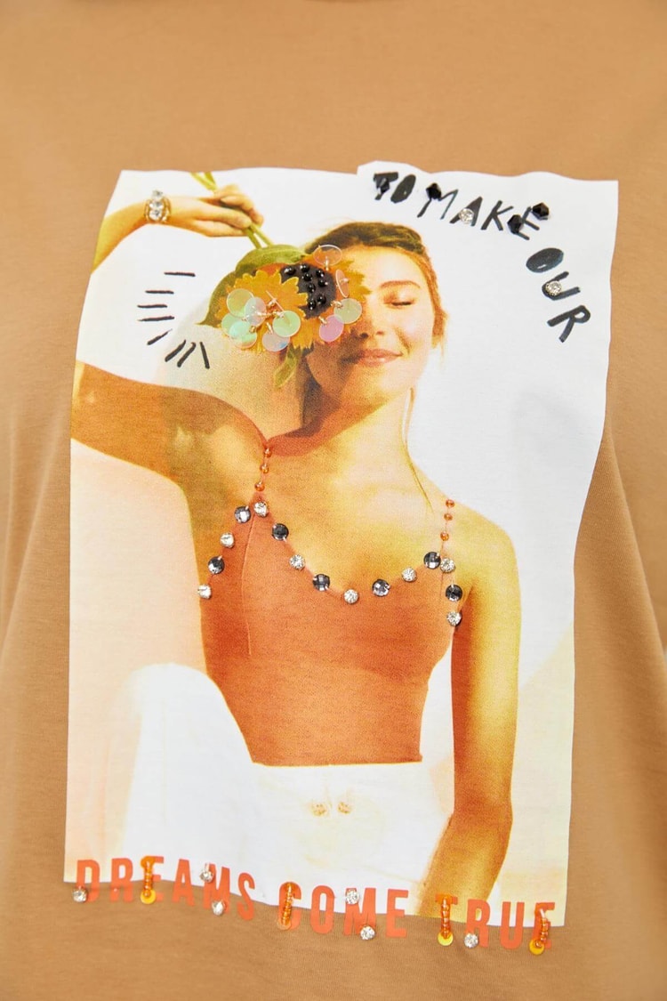 Kahverengi Kısa Kol Baskılı T-ShirtST060S71227001