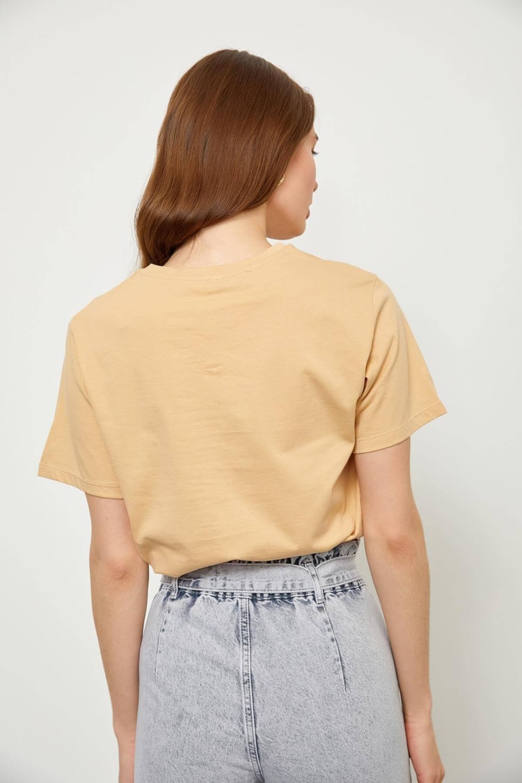 Kahverengi Kısa Kol Baskılı T-ShirtST060S71223001