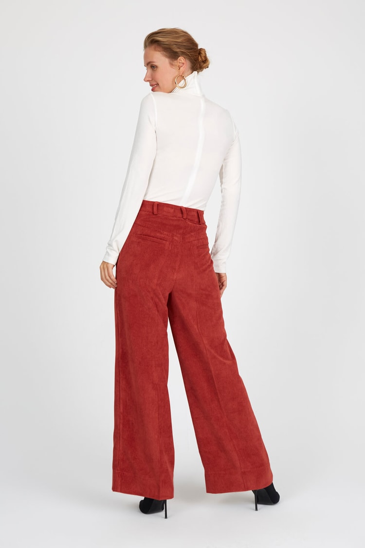 Kiremit Normal Bel Geniş Paça PantolonST050W2023601