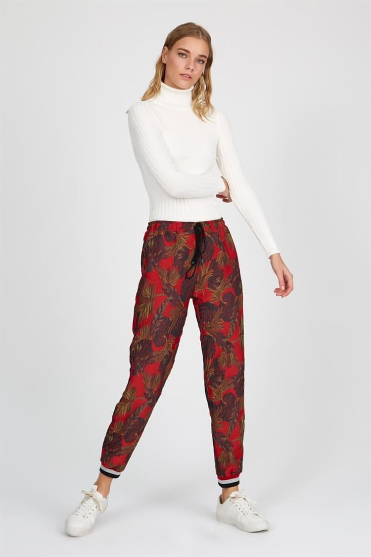 Kırmızı - Haki Normal Bel Normal Paça PantolonST040W200681
