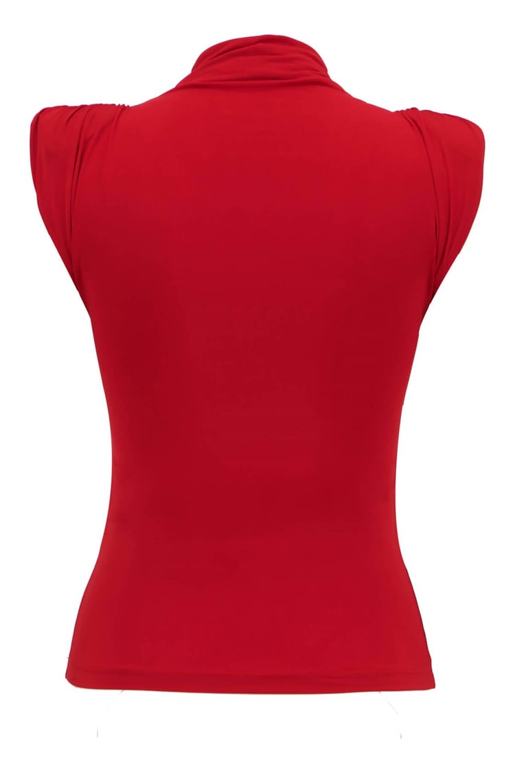 Kırmızı Balıkçıl Yaka Vatkalı BluzST050W3043502