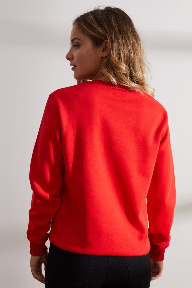 Kırmızı Bisiklet Yaka Uzun Kol Baskılı SweatshirtST060W7209101