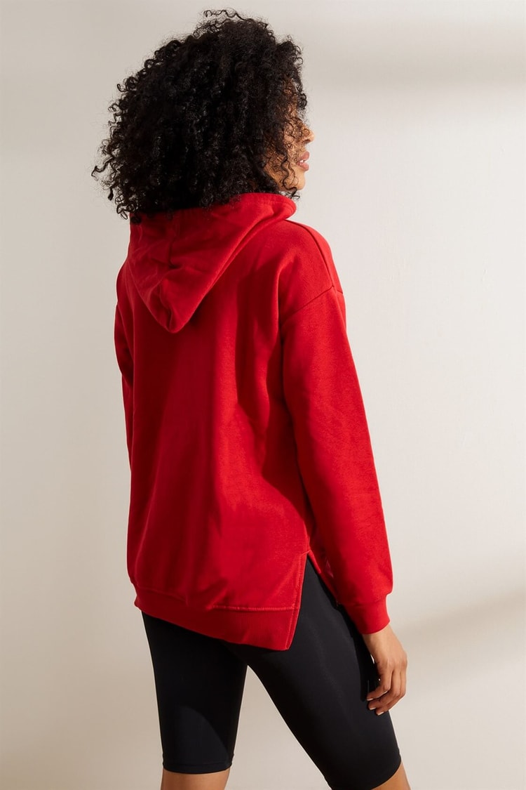 Kırmızı Kapüşonlu Cepli SweatshirtST060W7206801