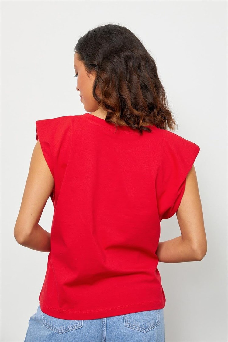 Kırmızı Vatkalı Pamuk T-ShirtST060S71190017