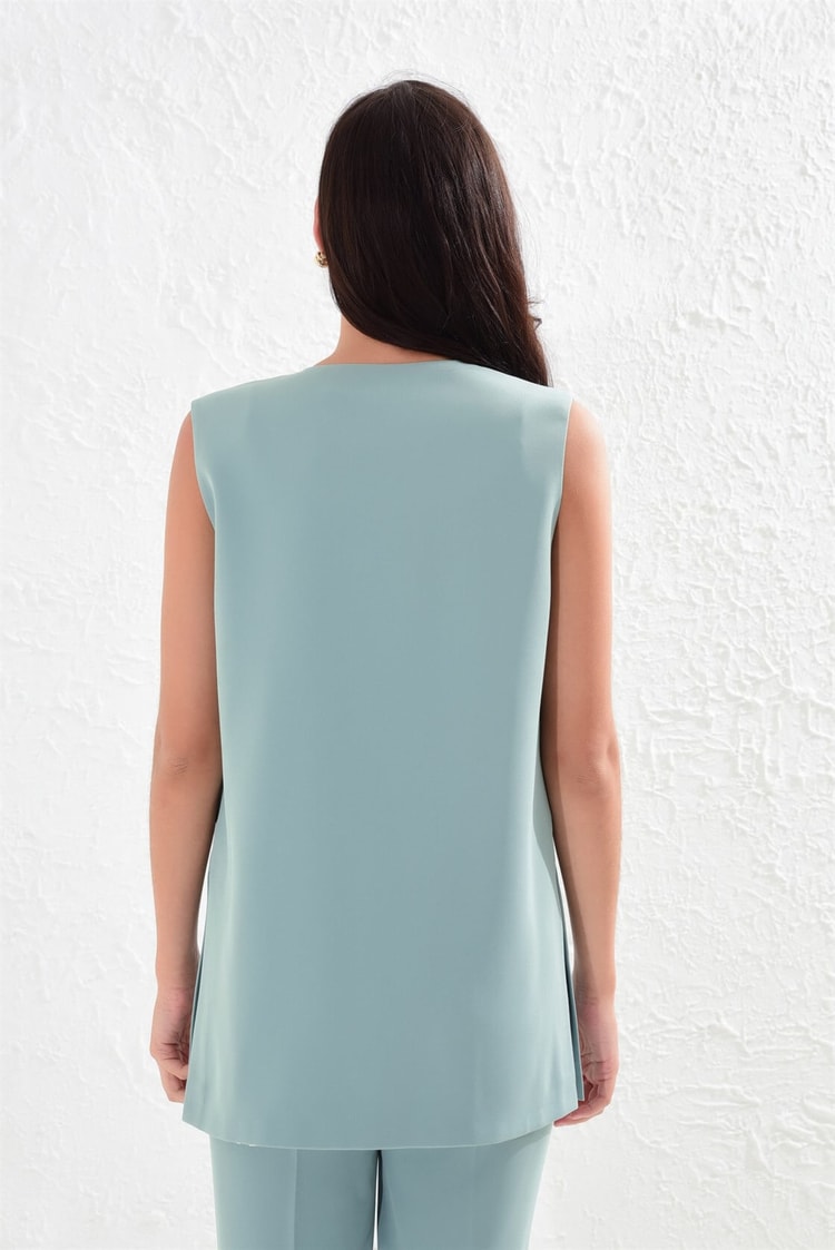 Koyu Mint Tunik Boy Yelek Kalem Pantolon TakımST050S6003101