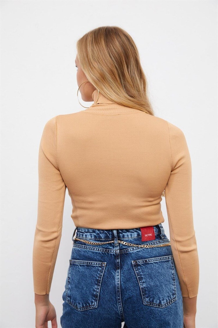 Krem Uzun Kol Balıkçı Yaka TrikoST060W94169001