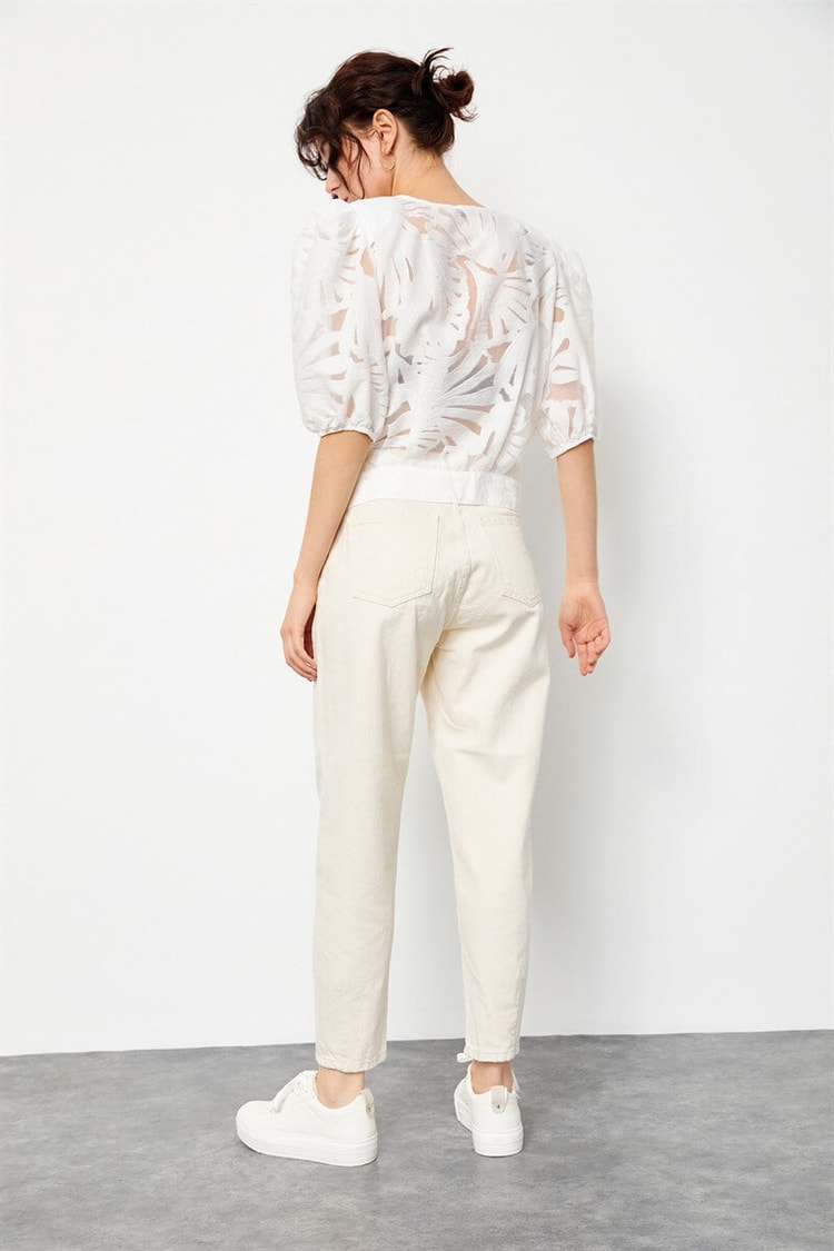 Krem Yüksek Bel Slouchy JeanST060S20437006