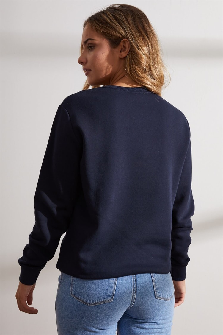 Lacivert Bisiklet Yaka Uzun Kol Baskılı SweatshirtST060W7209101