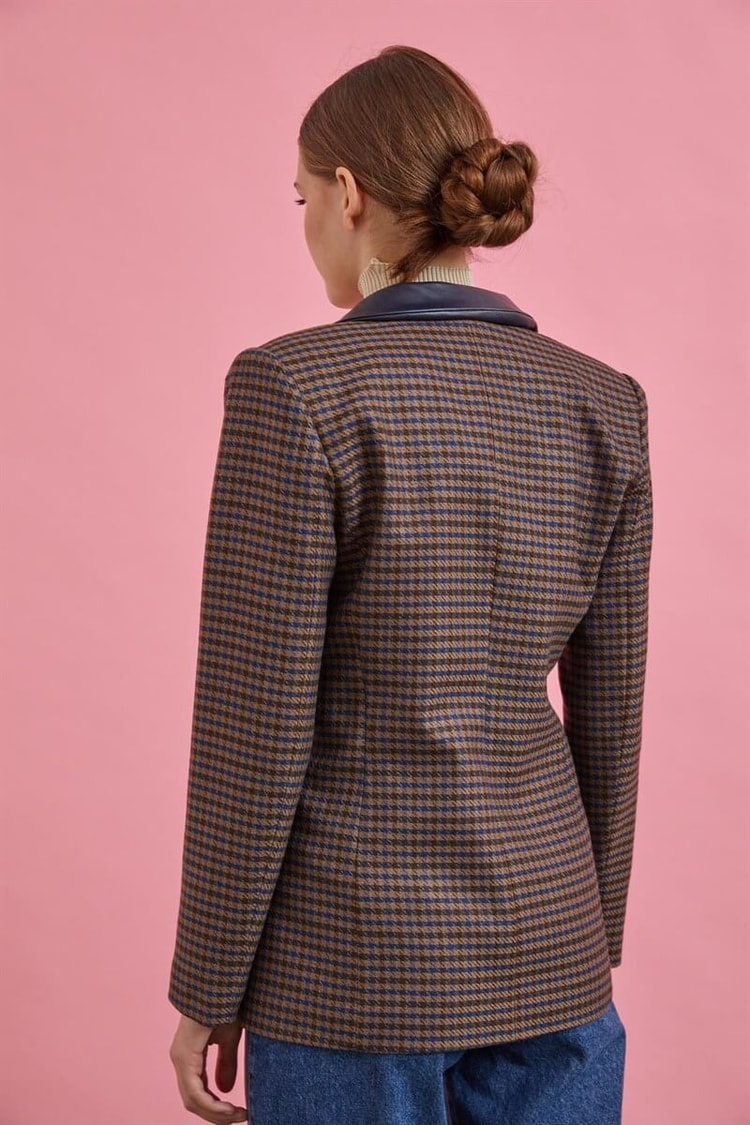Lacivert Geometrik Desen Fit Blazer CeketST060W90337001