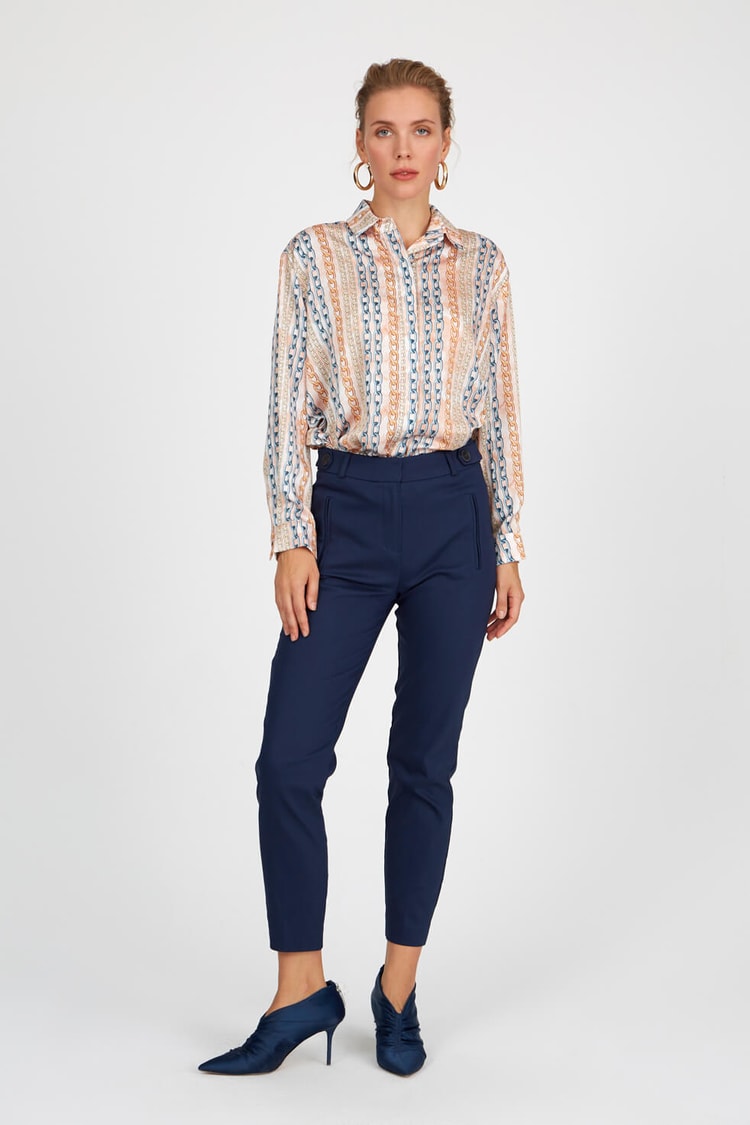 Lacivert Normal Bel Dar Paça PantolonST040S2019602