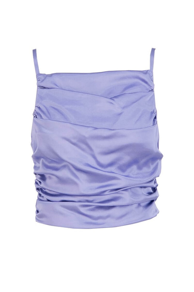 Lila Askılı Drapeli Saten BluzST060S71645001