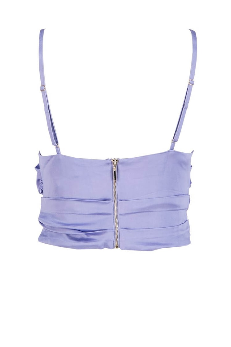 Lila Askılı Drapeli Saten BluzST060S71645001