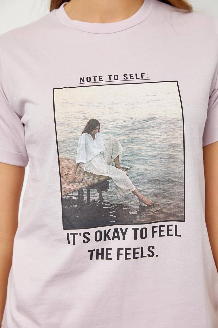 Lila Baskılı Kısa Kol T-ShirtST060S71190012