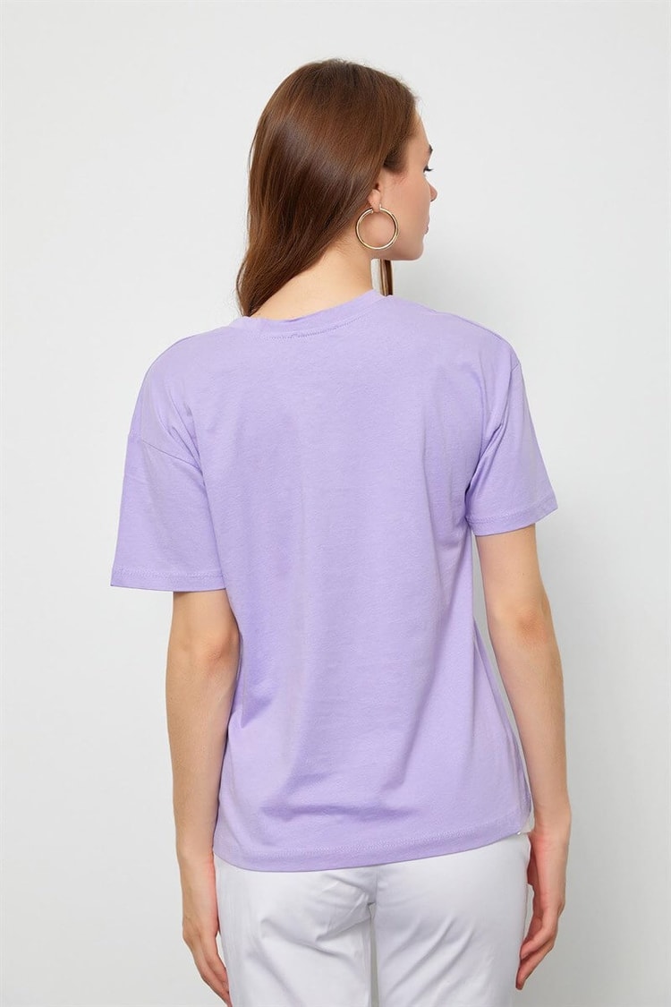 Lila Bisiklet Yaka Basic T-ShirtST060S71190014