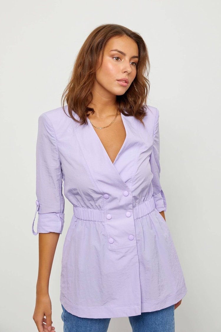Lila Çıtçıtlı Kruvaze CeketST060S90251001