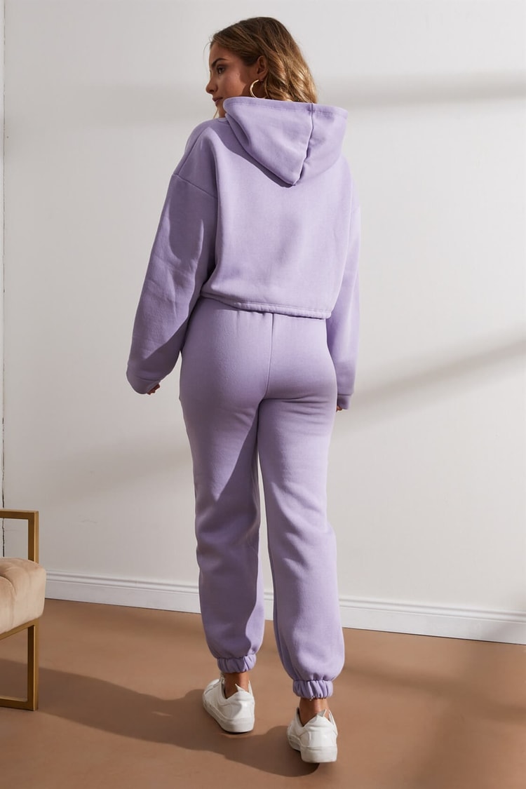 Lila Crop Sweatshirt Jogger Eşofman TakımıST050W6005501