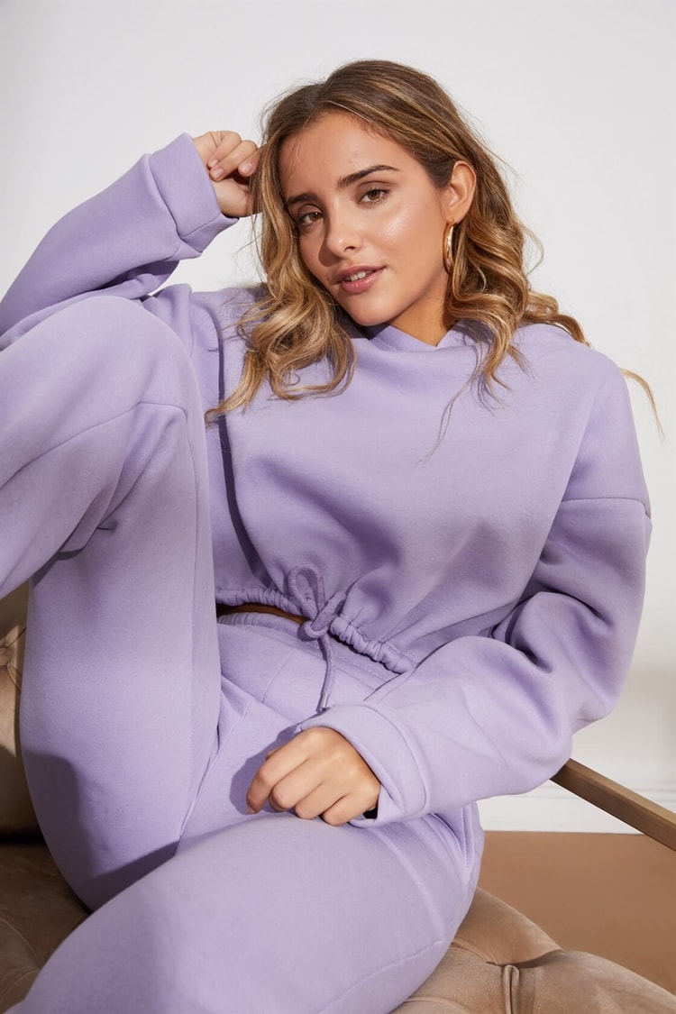 Lila Crop Sweatshirt Jogger Eşofman TakımıST050W6005501