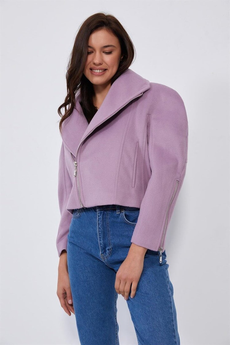 Lila Fermuarlı Kaşe CeketST060W87032001
