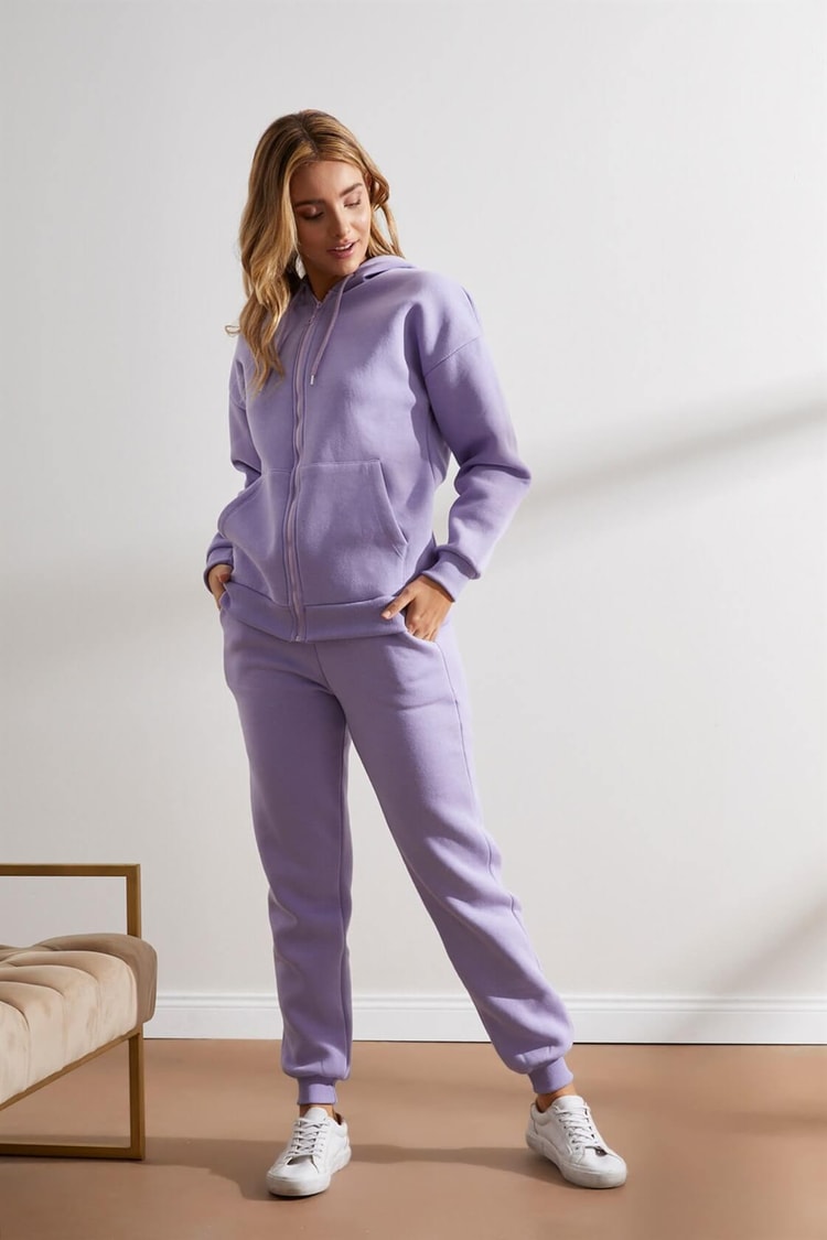 Lila Fermuarlı Sweatshirt Jogger TakımST050W6006101