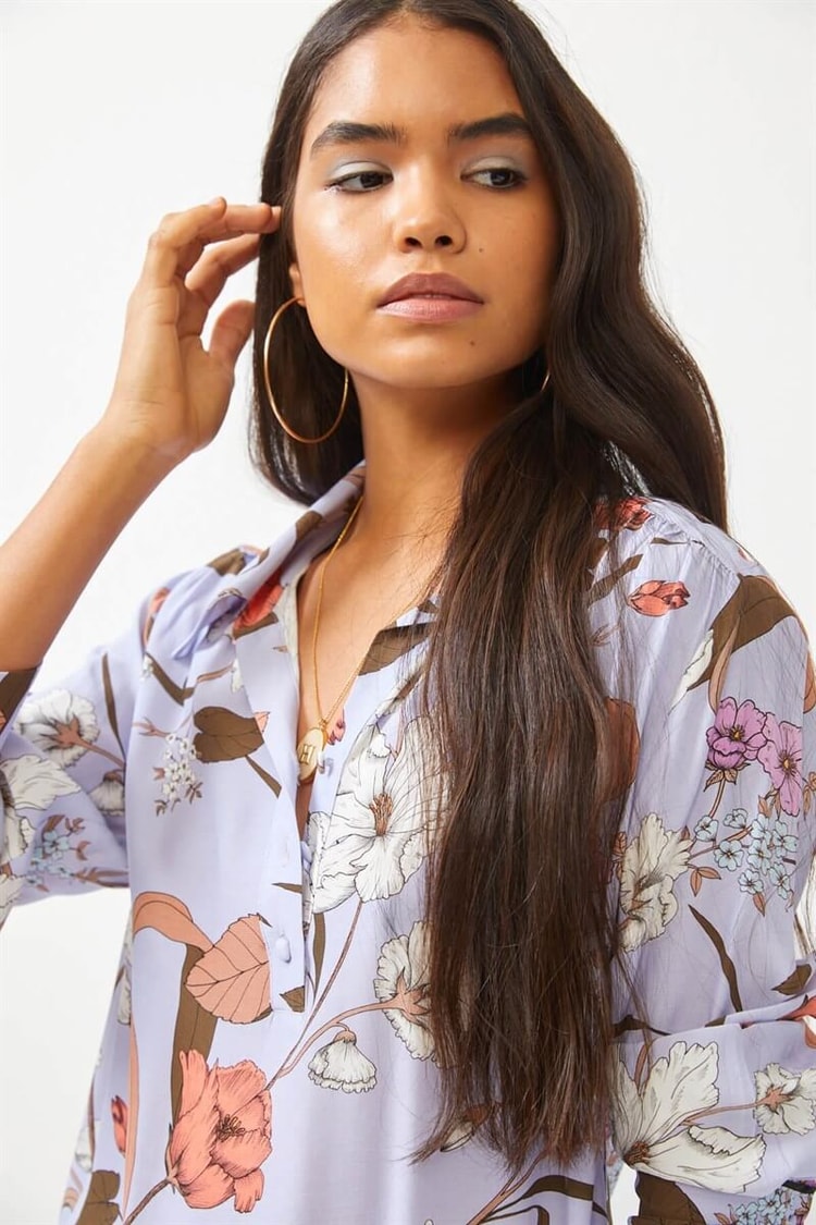 Lila Floral Desen BluzST060S30744002