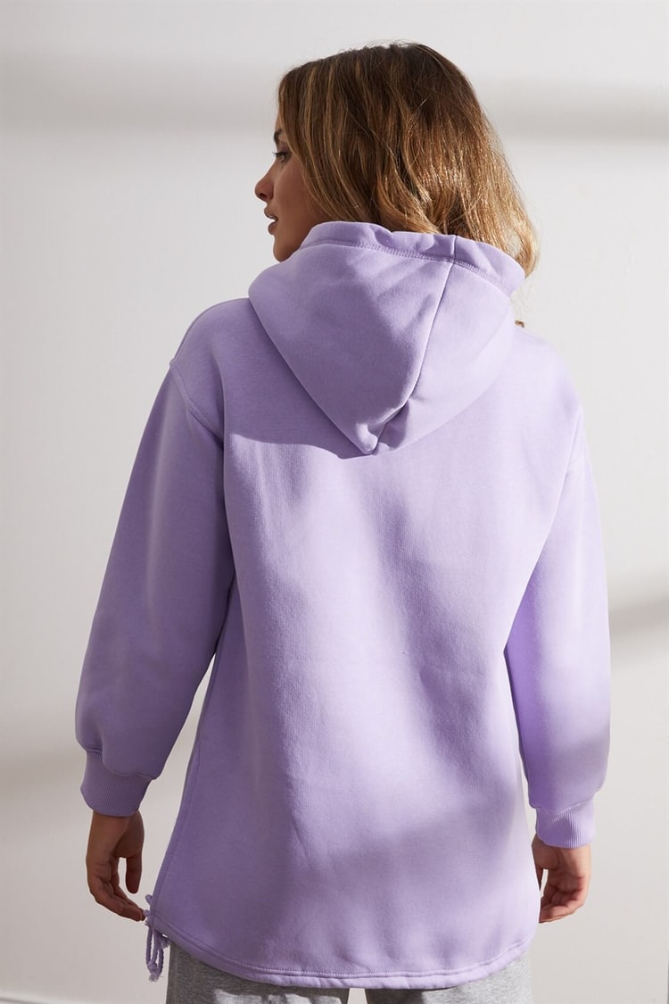 Lila Kapüşonlu Beli Bağcıklı SweatshirtST050W7208901