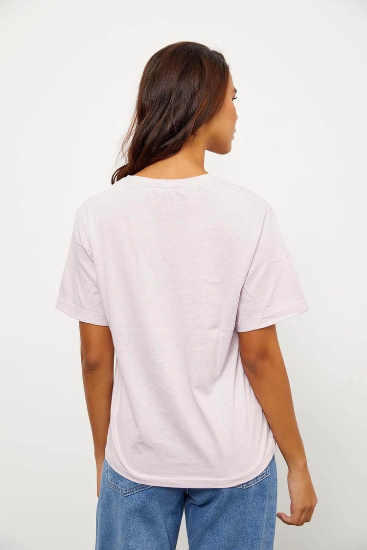 Lila Kısa Kol Baskılı T-ShirtST060S71243004