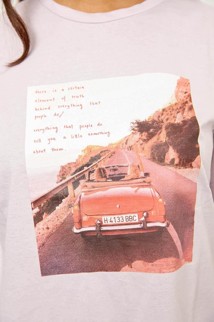 Lila Kısa Kol Baskılı T-ShirtST060S71243004